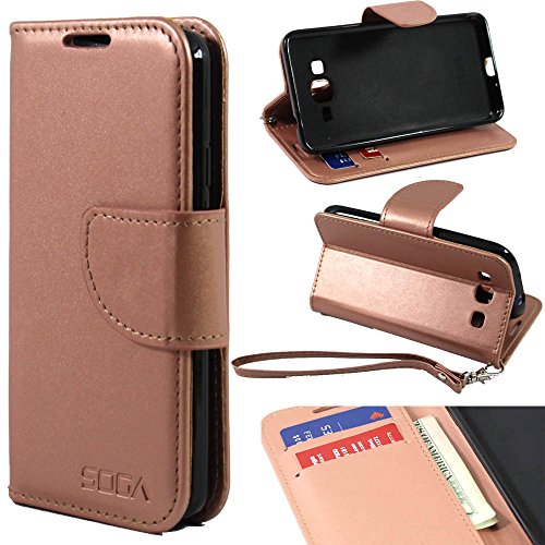 Galaxy S3 Case, Samsung Galaxy S3 Wallet Case, SOGAÂ® [Pocketbook Series] PU Leather Magnetic Flip Credit Card Wallet Case for Samsung Galaxy S3 - Rose Gold