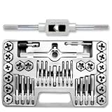 Pro-Grade SAE 40-Piece High-Strength Steel Alloy Hexagon Tap & Die Set - SAE #4 - 1/2"