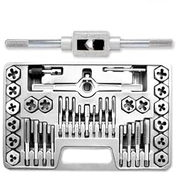 Pro-Grade SAE 40-Piece High-Strength Steel Alloy Hexagon Tap & Die Set - SAE #4 - 1/2"