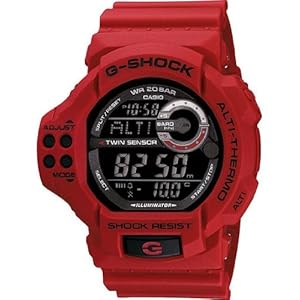 Casio Mens Red G-Shock Twin Sensor Altimeter Barometer Thermometer Watch (Personal Computers) 