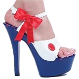 Women's Shoes 6 Inch Heel Open Toe Sandal With Red Button And Ribbon