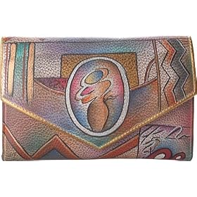Buy Anuschka V-Flap Checkbook Wallet - Premium Rose Antique by Anuschka