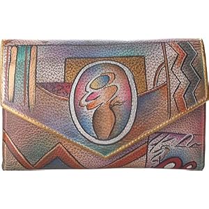 Buy Anuschka V-Flap Checkbook Wallet - Premium Rose Antique by Anuschka