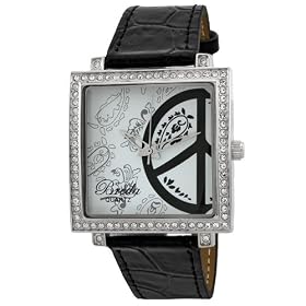 Breda Womens 6120_blk Phoebe Leather Peace-Sign Watch