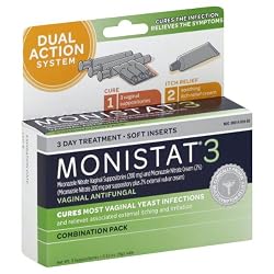 Monistat 3 Vaginal Antifungal Combination Pack, 3 Suppositories with Disposable Applicators and 1 Tube External Cream