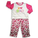 Baby Togs - Toddler Girls Long Sleeve Pajamas, White, Fuschia