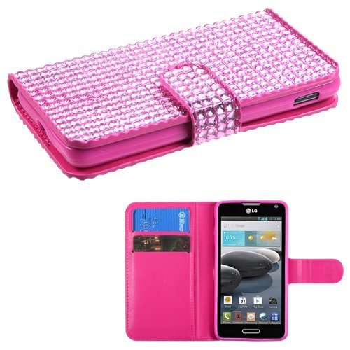 MYBAT Pink Diamonds Book-Style MyJacket Wallet (with Card Slot)(829) (with Package) for LG D500 (Optimus F6)