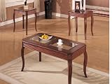 Dharma Dark Oak 3pc Coffee/End Table Set w/ Glass Top Inlay