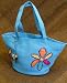Floral Adorned Zippered Tote Bag - Aqua Blue