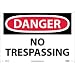NMC D81AB OSHA Sign, "DANGER NO TRESPASSING", 14" Width x 10" Height, Aluminum, Black/Red On White