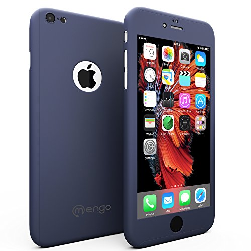 Mengo SlimFit 360 [Ultra-Thin] Case for iPhone 6/6S With Tempered Glass Screen Protector - Blue (Will Not Fit 6/6S Plus)