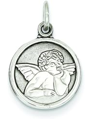 14K White Gold Angel Medal Charm Pendant Jewelry