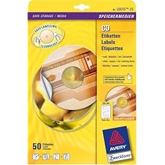 Avery Zweckform, L6015-25, CD-Etiketten, 25 Blatt, ClassicSize, blickdichtes Beschriften, Archivieren etc. von CDs mit Zentrierhilfe, � 117