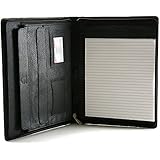 Alpine Swiss Leather Portfolio, Writing Pad, Presentation Folder Business Case Comes in a Gift Bag. Note Pad can be inserted / adjusted both for a Right or Left Handed writer - Folder Flap perfect to carry an iPad in