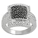 Tressa Silvertone Pave-set Black and White Cubic Zirconia Square Ring