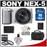 Sony Alpha NEX-5 Digital Camera Body and E 18-55mm OSS Compact Interchangeable Lens (Silver) with 16GB Card + Battery + Case + Accessory Kit