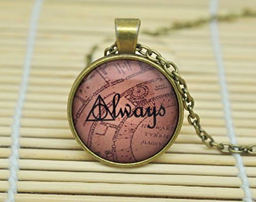 ArtShop Deathly Hallows 'Always' On Marauders Map Harry Potter Necklace Glass Cabochon Necklace A0146
