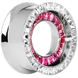 7/8" Stainless Steel Rose Clear CZ Double Row Screw Fit Tunnel