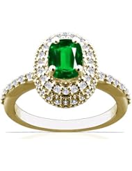 18K Yellow Gold Cushion Cut Emerald Ring With Sidestones (GIA Certificate)