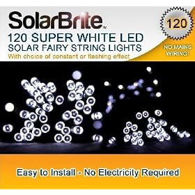 Solar Brite Deluxe Solar Fairy Lights 120 Super Bright White LED Decorative String, choice of light effect. Ideal for Trees, Gardens, Parties & More...