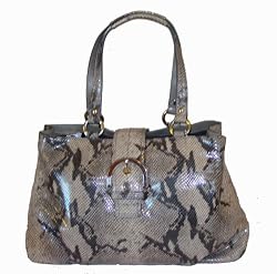 Authentic Coach Soho Embossed Exotic East West Tote Handbag 17417 Black/Grey
