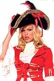 IMAGE OF Sexy Adult Women Gold Trim Pirate Hat By Leg Avenue, Black/Red, One Size