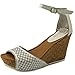 Kenneth Cole Reaction Womens SOLE NESS Open Toe Special Occasion Leather Wedged Sandals, White, Size 10