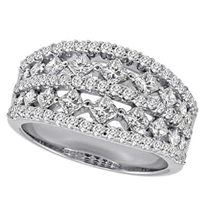 14k White Gold Diamond Band Ring - JewelryWeb
