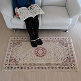 なかね家具 ヨーロピアン玄関マット roze070 クラシックデザイン ベージュ 70×120