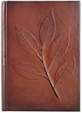 Laural Leaf Brown Genuine Leather Journal, Lined, Gift Boxed, 6x8