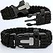Outdoor Survival Paracord Bracelet Geekpal Includes Fire Starter, Whistle Kits, Knife, 8.6Inch of Paracord Black