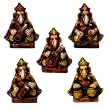 Set of 5 Terra-cotta Musician Ganesh Statues