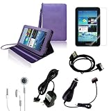 CrazyOnDigital Purple Stand Leather Case with Charger and Screen Protector For Samsung Galaxy Tab 2 10.1 (6-item)