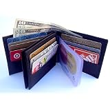 Mens Black Leather Wallet Lamb Bifold Triple Window 786