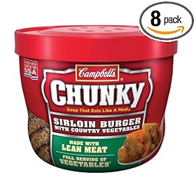 Campbell's Chunky Sirloin Burger With Country Vegetables, 15.25-Ounce Microwavable Containers (Pack of 8)
