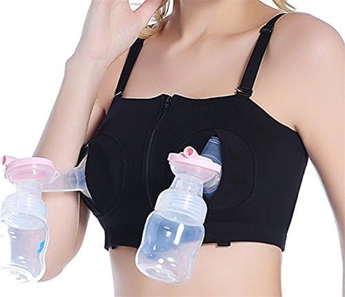 YOHAI Women's Breast Feeding Hands Nursing Breastpump Bra No Rims Underwire (L, Black)