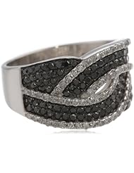 Sterling Silver Black and White Diamond Ring (1.33 cttw, I-J Color, I2-I3 Clarity)