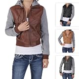 Miss Posh by Journee Juniors PU Leather Knit-sleeve Varsity Jacket