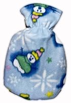 Warm Tradition SNOWMAN FLEECE CHILDREN'S Covered Hot Water Bottle - Bottle made in Germany, Cover made in USA