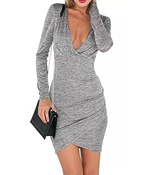 Sexy V-neck Cotton/Polyester Cocktail Long Sleeves Summer Backless Club Dress/Party Dress/Mini Dress 