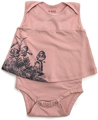 No Biggie Baby Girls' Organic Bodysuit Dress in Pink with Alice &amp; The Talking Flowers Black Print, 12-18M (Pink)