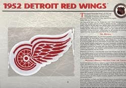 NHL 1952 Detroit Red Wings Official Patch on Team History Card