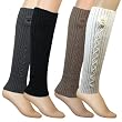 Hand Crochet Flower Fashion Ribbed Knit Soft Acrylic Leg Warmer
