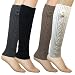 Hand Crochet Flower Fashion Ribbed Knit Soft Acrylic Leg Warmer