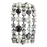 Multi-row Crystal and Faux Pearl Bracelet