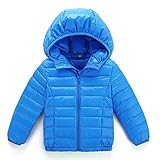 子供服　冬　ダウンジャケット　保温性よく　ファッション　軽快　着心地良い　ライトブルー　140cm