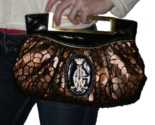 CHRISTIAN AUDIGIER Ed Hardy Mia Womens Animal Print Logo Clutch Handbag Purse Onyx