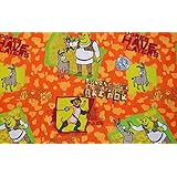 Shrek "Ogres Have Layers" Donkey, Puss in Boots & Shrek on Orange Camo 100% Cotton Fabric - Officially Licensed (Great for Quilting, Sewing, Craft Projects, Throw Pillows & More) 1/2 Yard X 44" Wide