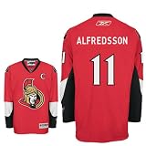 ALFREDSSON 11 Ottawa Senators Reebok Premier Home NHL Hockey Jersey (NHLPA Certified Custom Sewn Authentic Twill)