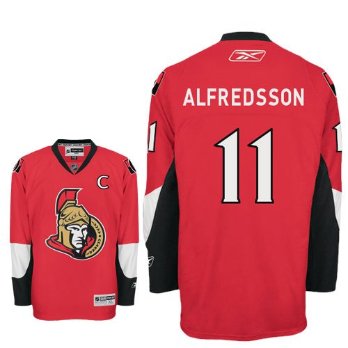 ALFREDSSON 11 Ottawa Senators Reebok Premier Home NHL Hockey Jersey (NHLPA Certified Custom Sewn Authentic Twill)